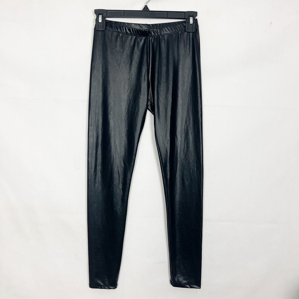 Wet Seal Coated Low Rise Black Leggings Size XS